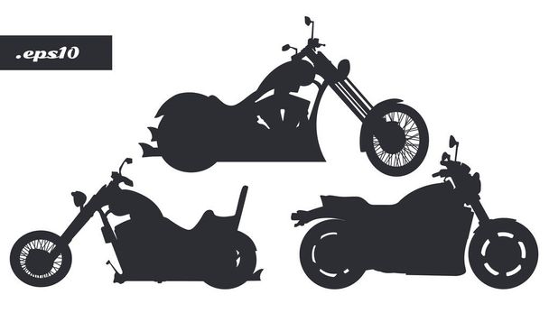 Motorfietsen silhouetten set - Vector, afbeelding
