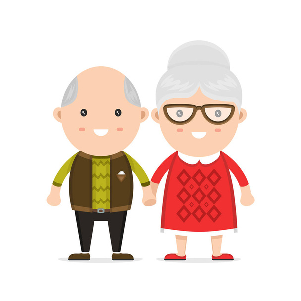 Oude man en vrouw, oma en opa - Vector, afbeelding