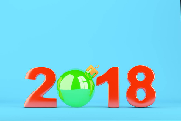 2018 new year figures on bright blue background - Foto, afbeelding