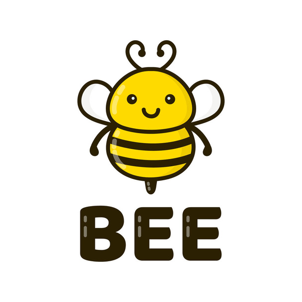 Zábava roztomilý šťastný usmívající se včela. Vektor  - Vektor, obrázek