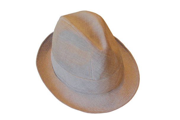 beige hoed op witte achtergrond - Foto, afbeelding