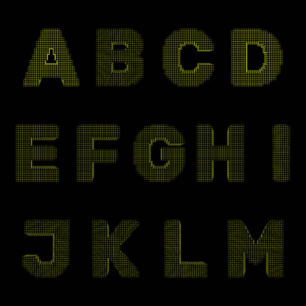 3d pixelated capital letter set.Vector outline illustration.Fron - Wektor, obraz