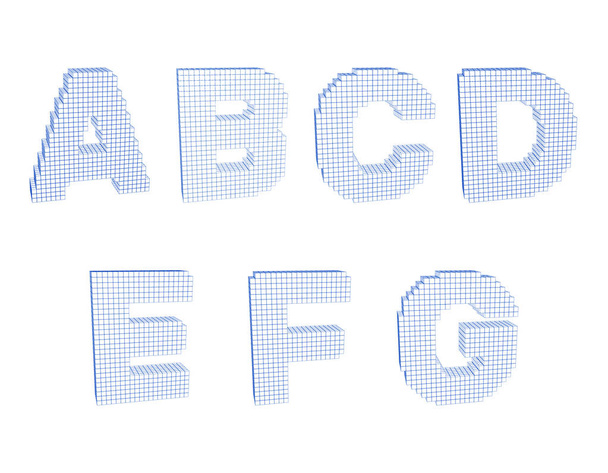 3d pixelated capital letter set.Vector outline illustration. - Vector, imagen