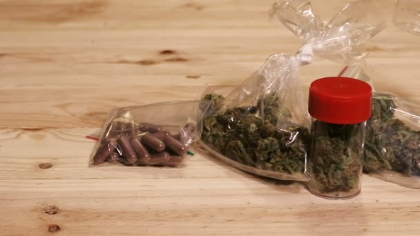 Marijuana weed and pills - Footage, Video