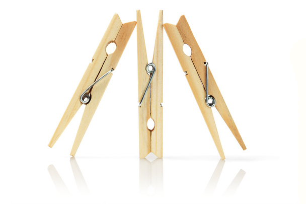 Three Wooden Clothes Pegs - Photo, image