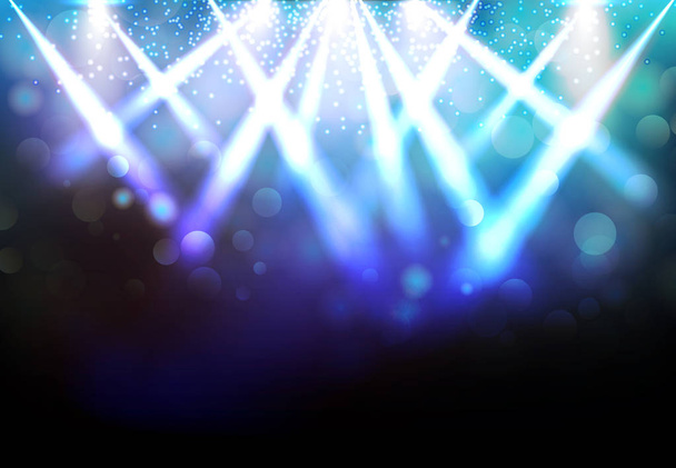 Magic Spotlights with Blue rays and glowing effect for party eve - Vector, Image