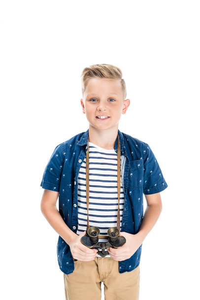 boy holding binoculars - Φωτογραφία, εικόνα