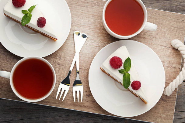 Tasty raspberry cheesecake   - Foto, Imagem