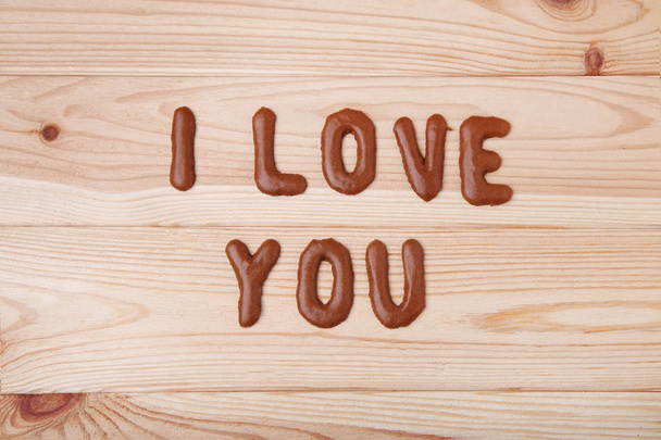 Ik hou van jou geschreven door chocolade koekjes  - Foto, afbeelding