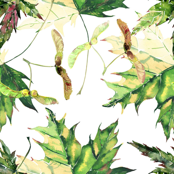 Bonito brilhante gráfico concurso herbal floral outono verde e amarelo bordo folhas padrão aquarela mão ilustração. Perfeito para têxteis, papéis de parede, papel de embrulho, cartão de saudações
 - Foto, Imagem