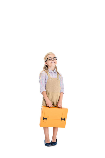 child in eyeglasses with briefcase - Fotoğraf, Görsel