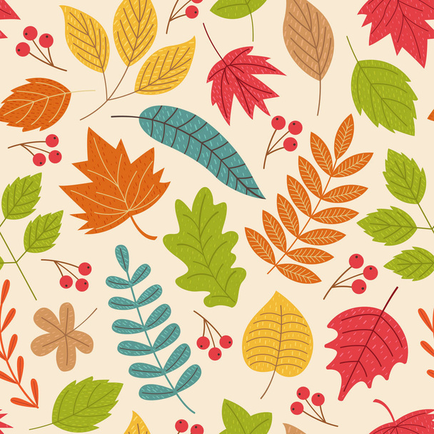 seamless pattern with autumn leaves  - Vector, Image