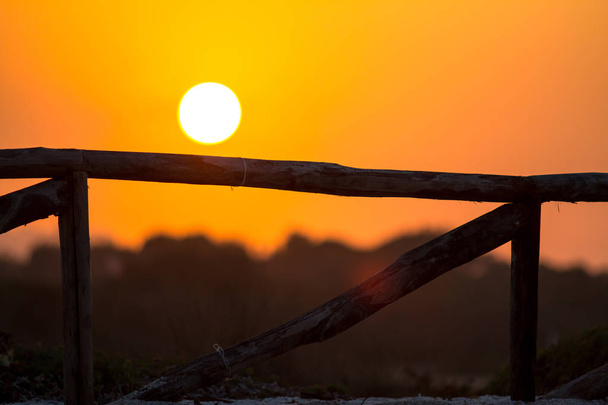Eski ahşap çit ve sunse kırık - Fotoğraf, Görsel