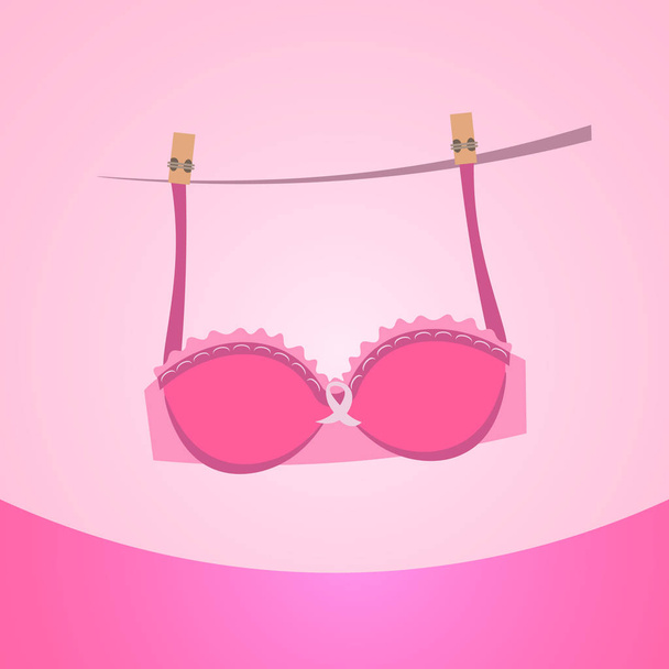 Pink Bra Breast Cancer Awareness Banner Concept - Vektor, Bild