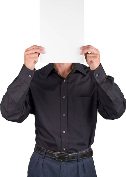Man with blank card - Foto, afbeelding