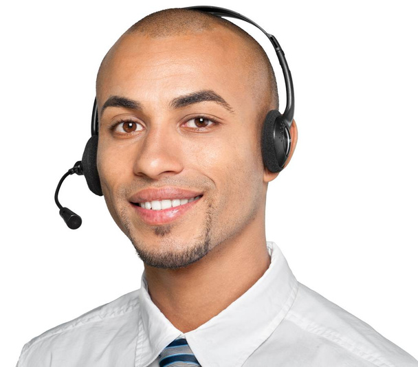 Smiling man with headset  - Foto, afbeelding