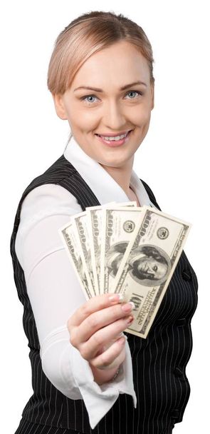 business woman holding money - Фото, изображение