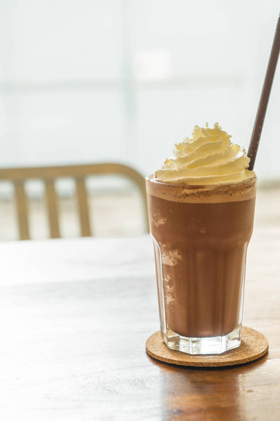 chocolate milkshake with whipped cream - Photo, image