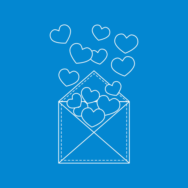 Cute vector illustration of postal envelope with hearts. - Vector, Image