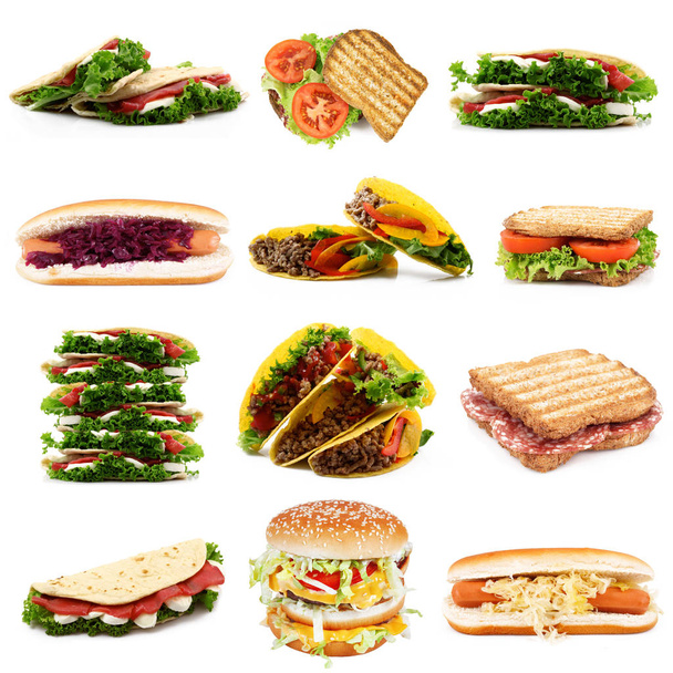 colección sándwich sobre fondo blanco
 - Foto, imagen
