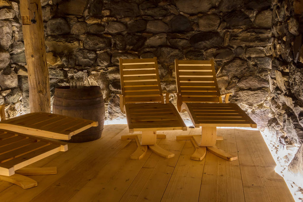 Relaxation area of a private sauna - Photo, Image