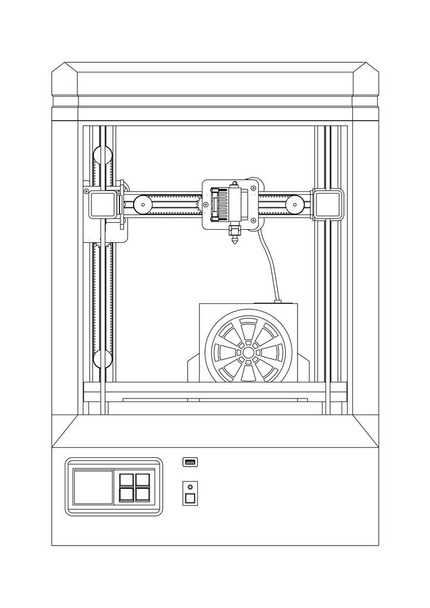 Detalle de impresora 3D - Vector, imagen