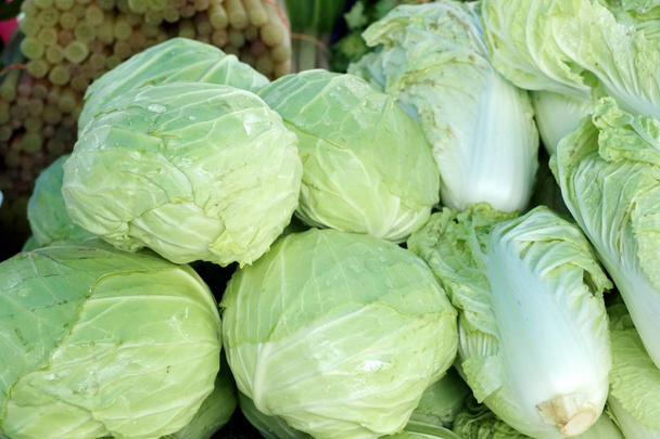 fresh cabbage at market - Photo, Image