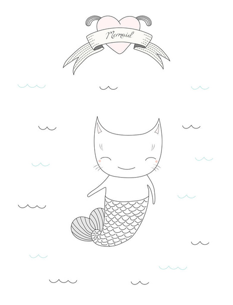 Χαριτωμένα κάτω από το νερό γάτα - Διάνυσμα, εικόνα