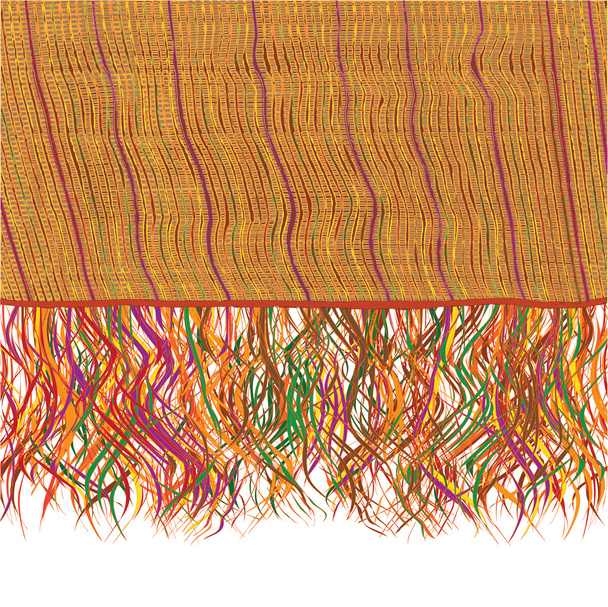 Colorful grunge striped weave knitted blanket with fringe - Vektör, Görsel
