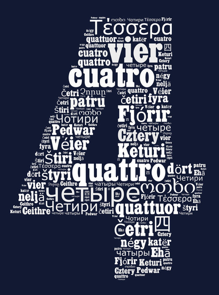 Number four in wordcloud concept - Photo, Image