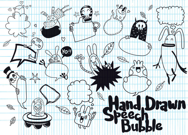 Set van grappige monster en Cute leeg toespraak bubble doodle  - Vector, afbeelding