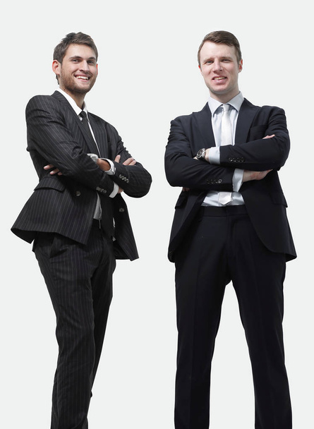 full growth.two business partners standing,isolated on white background. - Фото, зображення