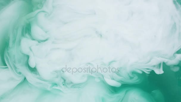 Turquoise and White Ink in Water - Footage, Video