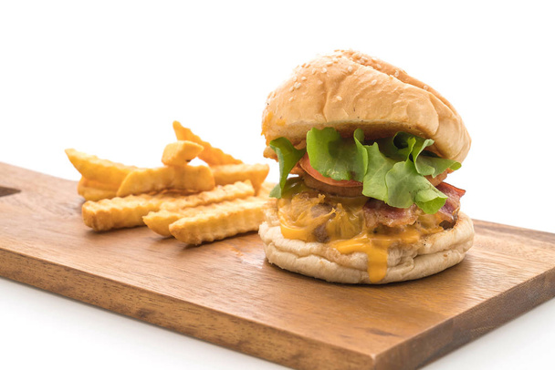 Close-up of home made fresh tasty burger isolated on white backg - Photo, Image