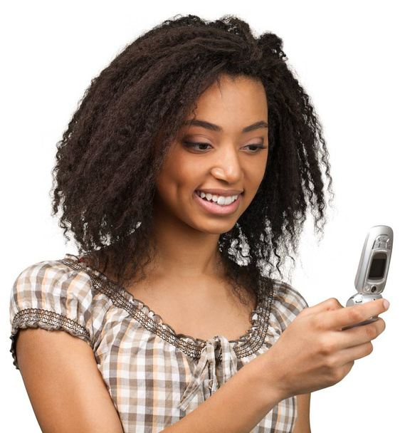 Jonge vrouw met telefoon - Foto, afbeelding