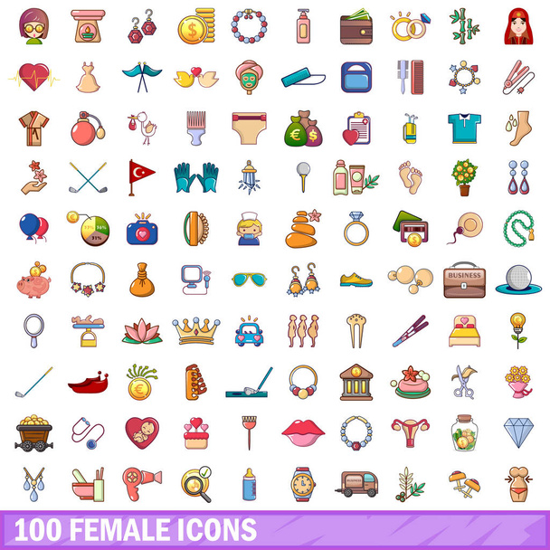 100 conjunto de iconos femeninos, estilo de dibujos animados
 - Vector, imagen