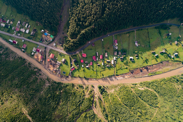 Aerial view of the village in the Carpathian mountains - Valokuva, kuva