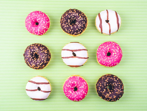 Donut covered with icing, top view. - 写真・画像