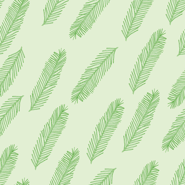 Seamless pattern with Christmas tree branch on green. Vector illustration - Вектор, зображення