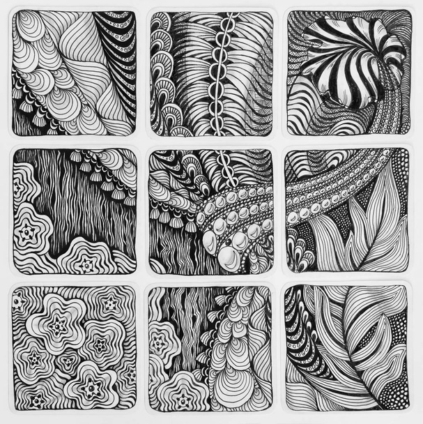 Zentangle abstracte illustratie. Doodle hand-tekening, patroon. - Foto, afbeelding