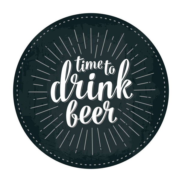 Craft Beer lettering with rays. Vector vintage engraving illustration - Διάνυσμα, εικόνα