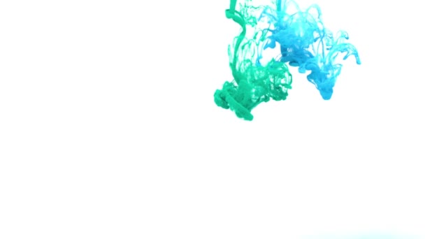 Tyrkysová a modrá inkoust ve vodě - Záběry, video