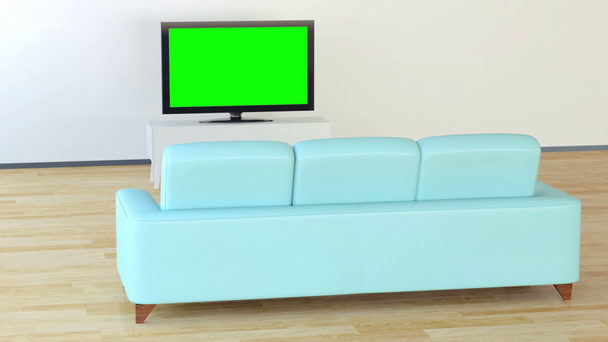  Sofa mit LCD-Fernseher nahtlose Schleife - Filmmaterial, Video