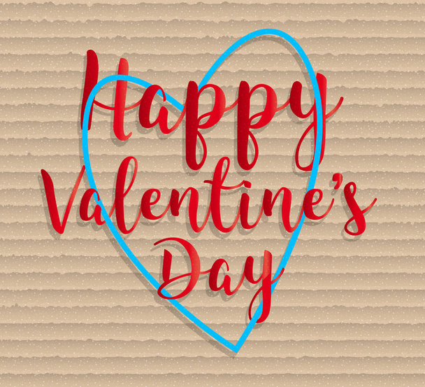 Happy Valentines Day Hand Drawing Text On Paper Texture design - Vector, Image