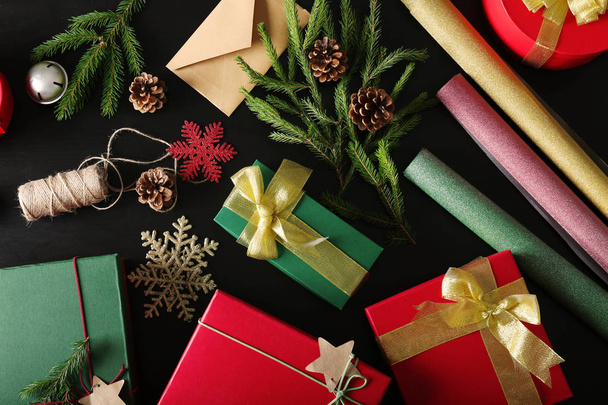 Christmas composition with gift boxes - 写真・画像