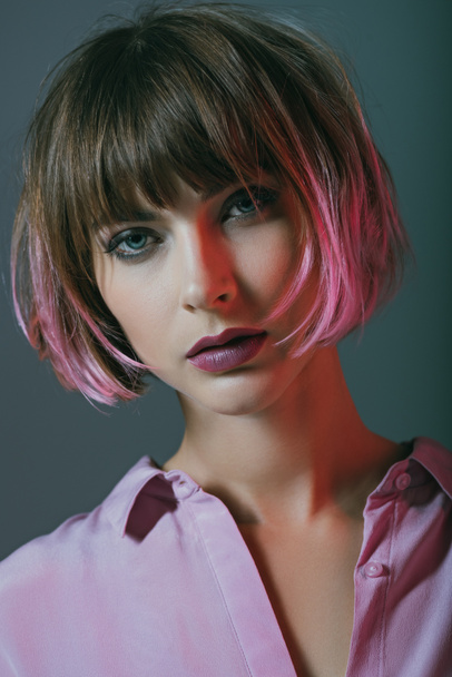 attractive girl with pink hair - Fotó, kép
