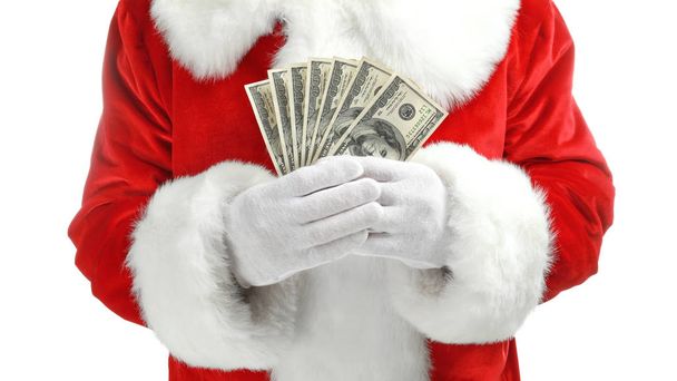 Santa Claus holding money   - Фото, зображення