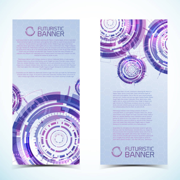 Purple Futuristic Banners Set - Vector, Image