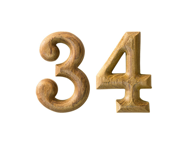 Wooden numeric 34 - Photo, Image