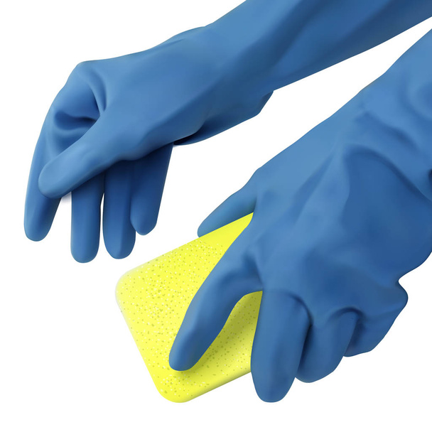 Blue gloves with sponge - Vector, Image